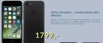 Apple iPhone 7- 128gb Space Grey ( Brugt)