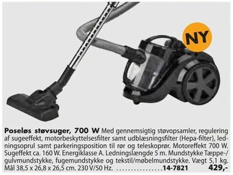 Poseløs støvsuger, 700 W