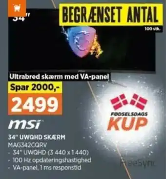 Power Msi 34 UWQHD Skærm MAG342CQRV tilbud