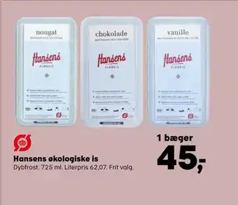 Kvickly Hansens økologiske is tilbud