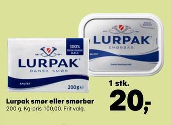 Kvickly Lurpak smør eller smørbar tilbud