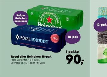 SuperBrugsen Royal eller heineken 18-pak tilbud