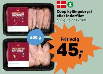 Kvickly Coop kyllingebryst eller inderfilet tilbud