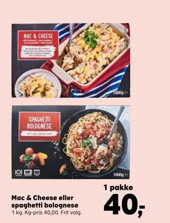 Mac & cheese eller spaghetti bolognese