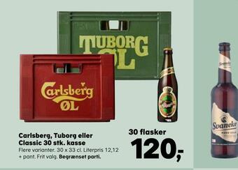 Kvickly Carlsberg, tuborg eller classic 30 stk. kasse tilbud