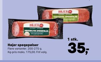 Kvickly Højer spegepølser tilbud