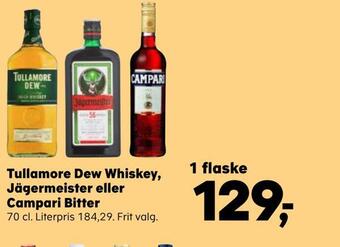 SuperBrugsen Tullamore dew whiskey, jägermeister eller campari bitter tilbud