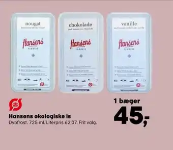 SuperBrugsen Hansens økologiske is tilbud