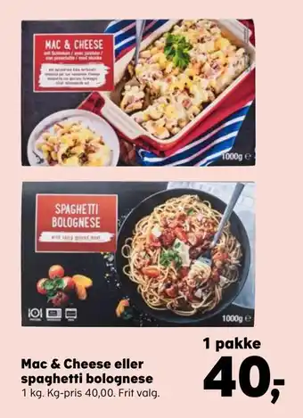 Mac & cheese eller spaghetti bolognese