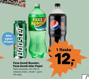 Kvickly Faxe kondi booster, faxe kondi eller pepsi tilbud