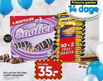 Bilka Pick up! kiks 10+2 eller snøfler kæmpekøb tilbud