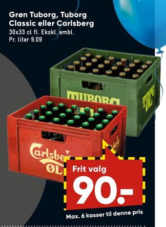 Bilka Grøn tuborg, tuborg classic eller carlsberg tilbud