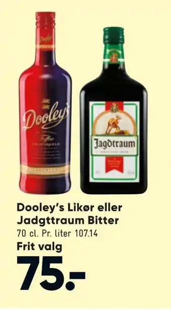 Bilka Dooley's likør eller jadgttraum bitter tilbud