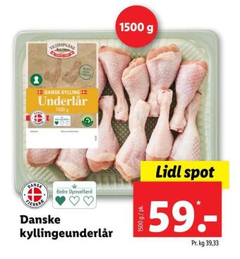 Lidl Danske kyllingeunderlår tilbud