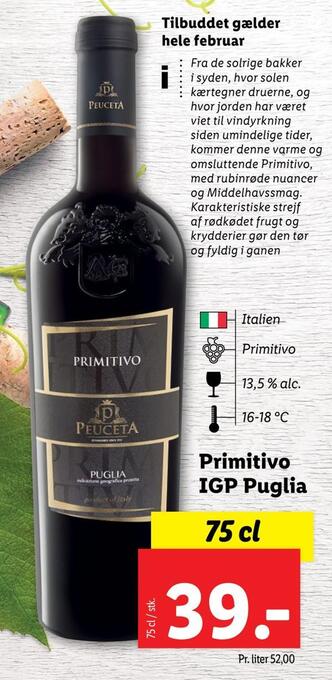 Lidl Primitivo igp puglia tilbud
