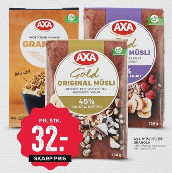 MENY Axa müsli eller granola tilbud