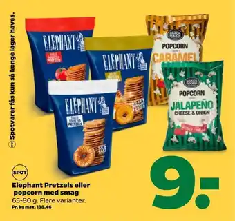 Netto Elephant popcorn med smag pretzels eller tilbud