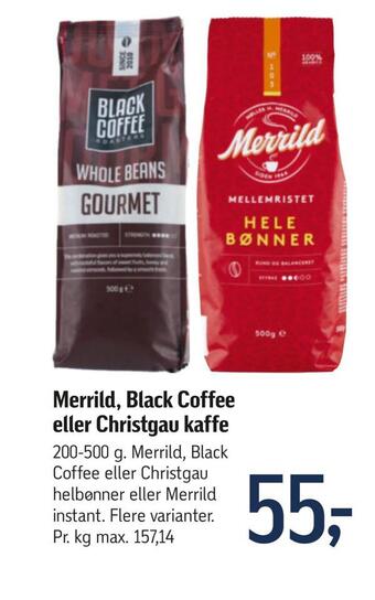 Føtex Merrild, black coffee eller christgau kaffe tilbud