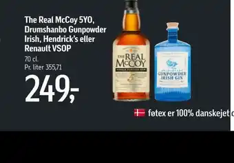 The real mccoy 5yo, drumshanbo gunpowder irish, hendrick's eller renault vsop