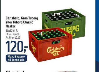 Føtex Carlsberg, grøn tuborg eller tuborg classic flasker tilbud