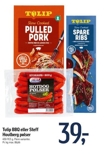 Føtex Tulip bbq eller steff houlberg pølser tilbud