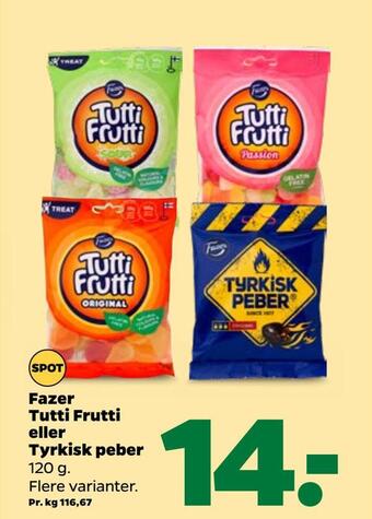 Fazer tutti frutti eller tyrkisk peber