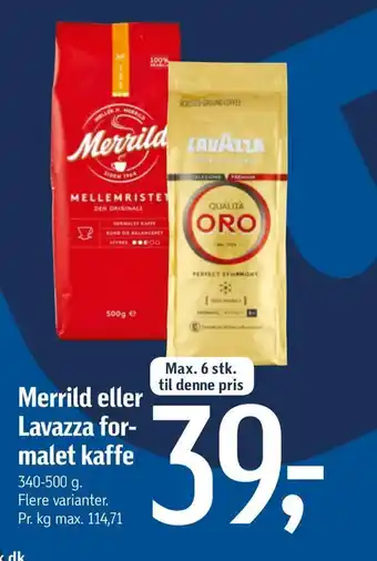 Føtex Merrild eller lavazza for malet kaffe tilbud