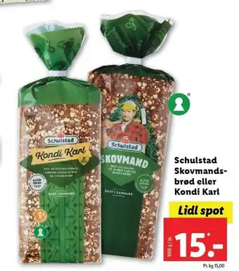 Lidl Schulstad skovmands brød eller kondi karl tilbud