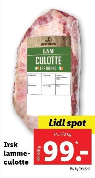 Lidl Irsk lammeculotte tilbud