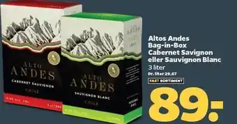 Netto Altos andes bag-in box cabernet savignon el. sauvignon blanc tilbud