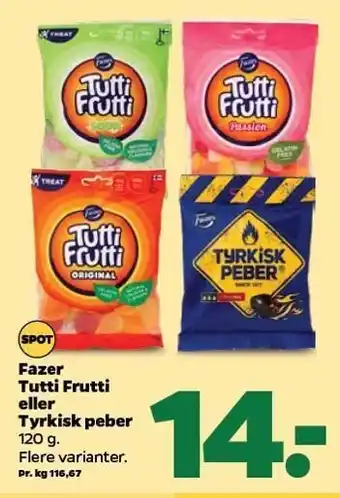 Netto Fazer tutti frutti el. tyrkisk peber tilbud