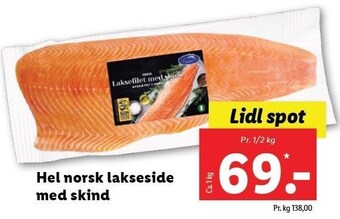 Lidl Hel norsk lakseside med skind tilbud