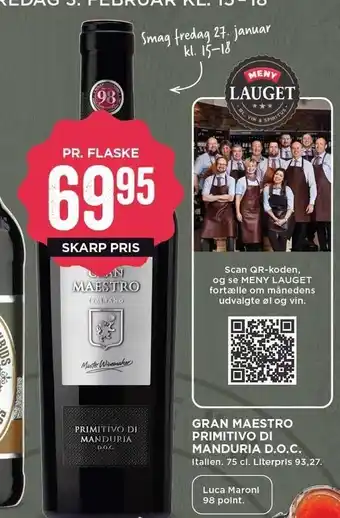 MENY Gran maestro primitivo di mandura tilbud