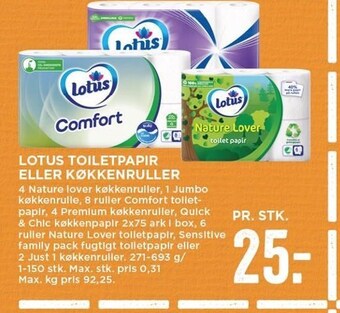 MENY Lotus toiletpapir el. køkkenruller tilbud