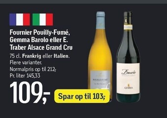 Fournier pouilly-fumé, gemma barolo el. e. traber alsace grand cru