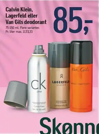 Føtex Calvin klein lagerfeld el. van gils deodorant tilbud