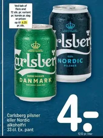 Carlsberg Pilsner eller Nordic Alkoholfri 33cl