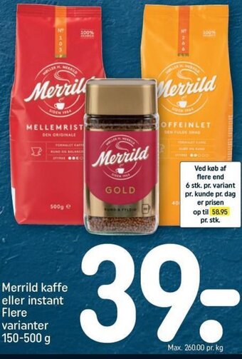 REMA 1000 Merrild Kaffe Eller Instant tilbud
