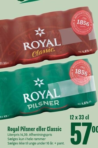 Min Købmand Royal pilsner el. classic tilbud