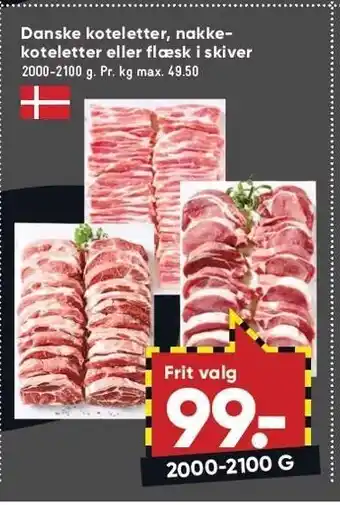 Bilka Danske koteletter, nakkekoteletter eller flæsk i skiver tilbud