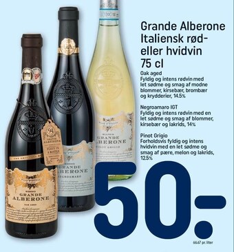 REMA 1000 Grande alberone italiensk rød-eller hvidvin 75 cl tilbud
