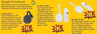 Google chromecast, google tv hd eller google tv 4k