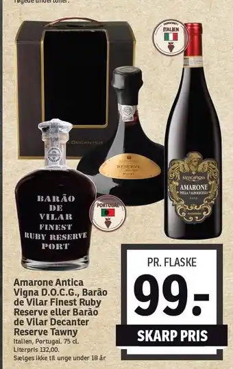 SPAR Amarone antica vigna d.o.c.g., barao de vilar finest ruby reserve el. tawny tilbud