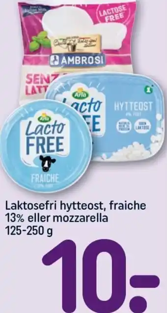 REMA 1000 Laktosefri Hytteost, Fraiche 13% eller Mozzarella 125-250 g tilbud