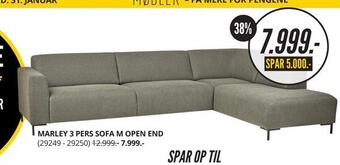 My Home Marley 3 pers sofa m open end tilbud