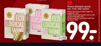 REMA 1000 Vanesa økologisk spansk rød-, hvid- eller rosévin tilbud