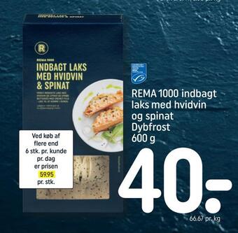 REMA 1000 Rema 1000 indbagt laks med hvidvin og spinat tilbud