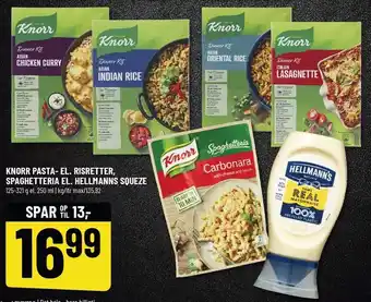 Knorr pasta- el. risretter, spaghetteria el. hellmanns squeze