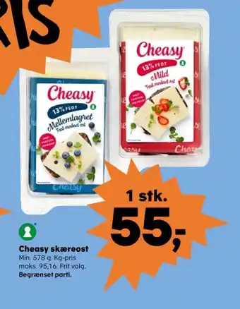 Kvickly Cheasy skæreost mellemlagret 13% tilbud