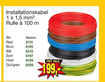 Harald Nyborg Installationskabel 1 x 1,5 mm2 rulle à 100 m tilbud